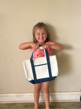 Kids or Adults Canvas Tote Bag - White & Navy